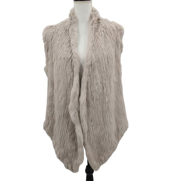 Love Token Genuine Rabbit Fur Vest Jacket Open Front Tan Size XS - Picture 1 of 5